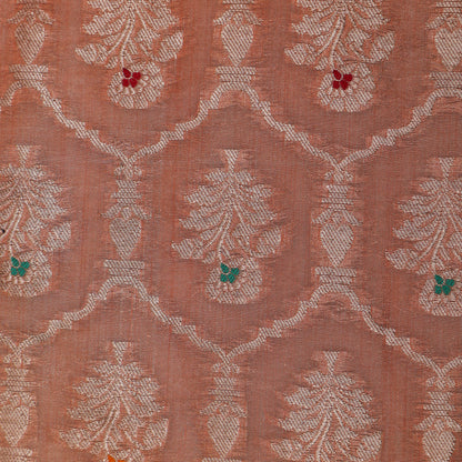 Peach Color Tissue Brocade Fabric