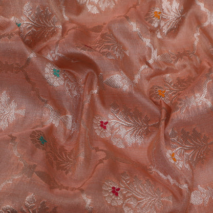 Peach Color Tissue Brocade Fabric