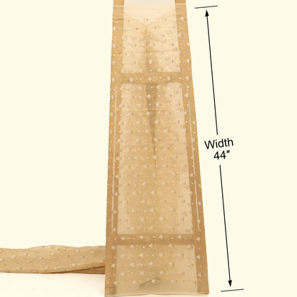 Beige Pure Tissue Mukaish Embroidery Fabric
