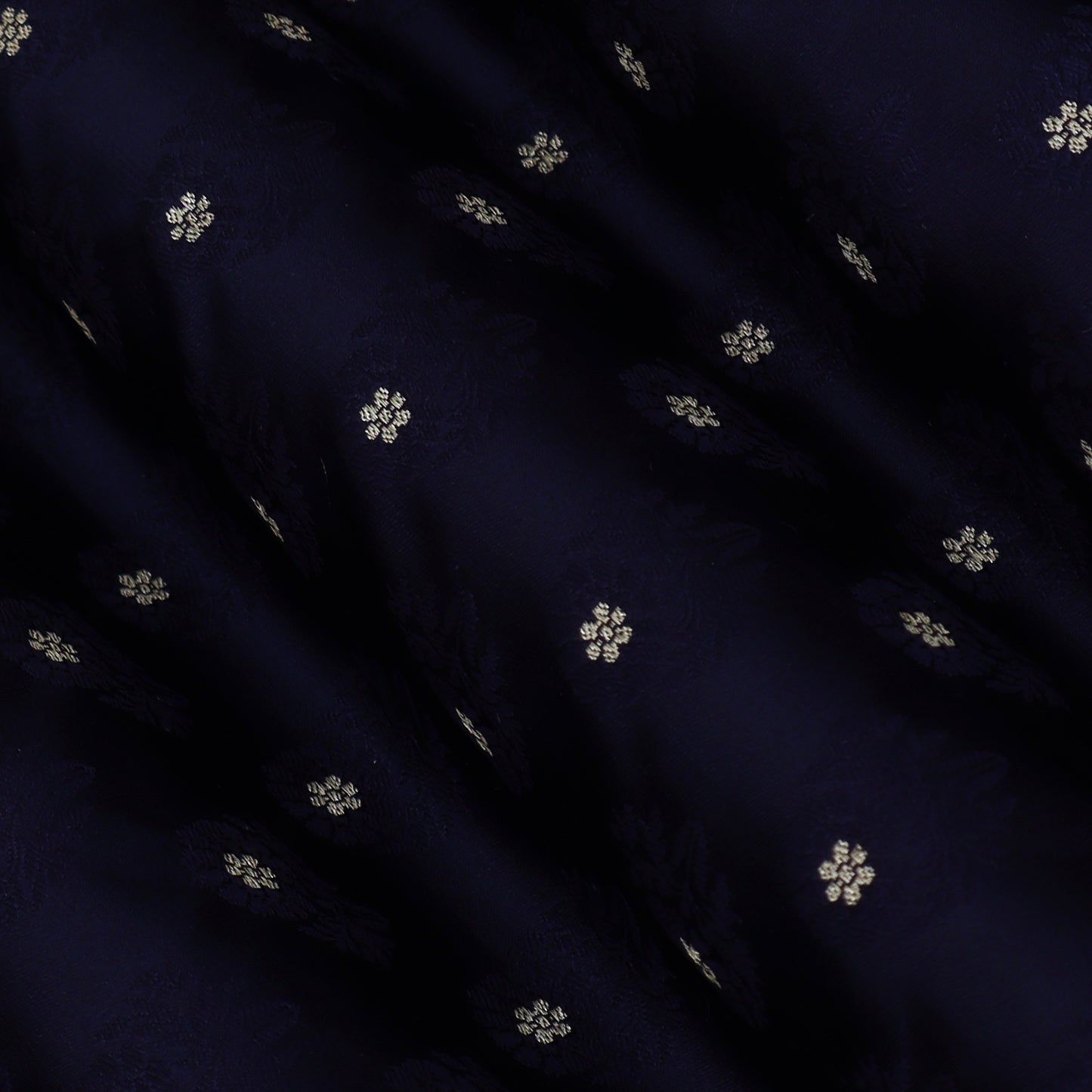 Navy Blue Color  Brocade Fabric