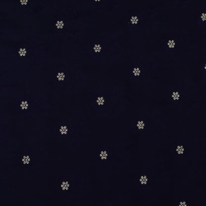 Navy Blue Color  Brocade Fabric