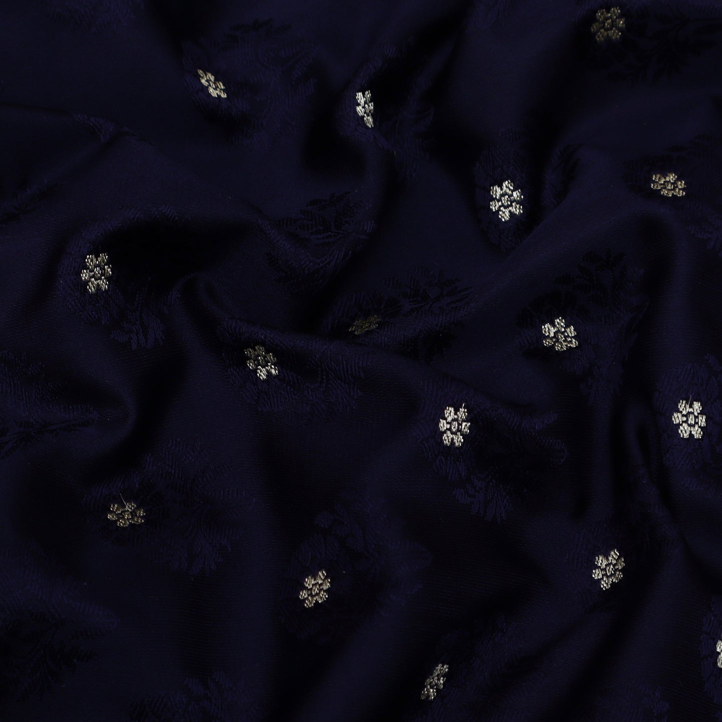 Navy Blue Color  Brocade Fabric