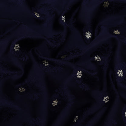 Navy Blue Color  Brocade Fabric