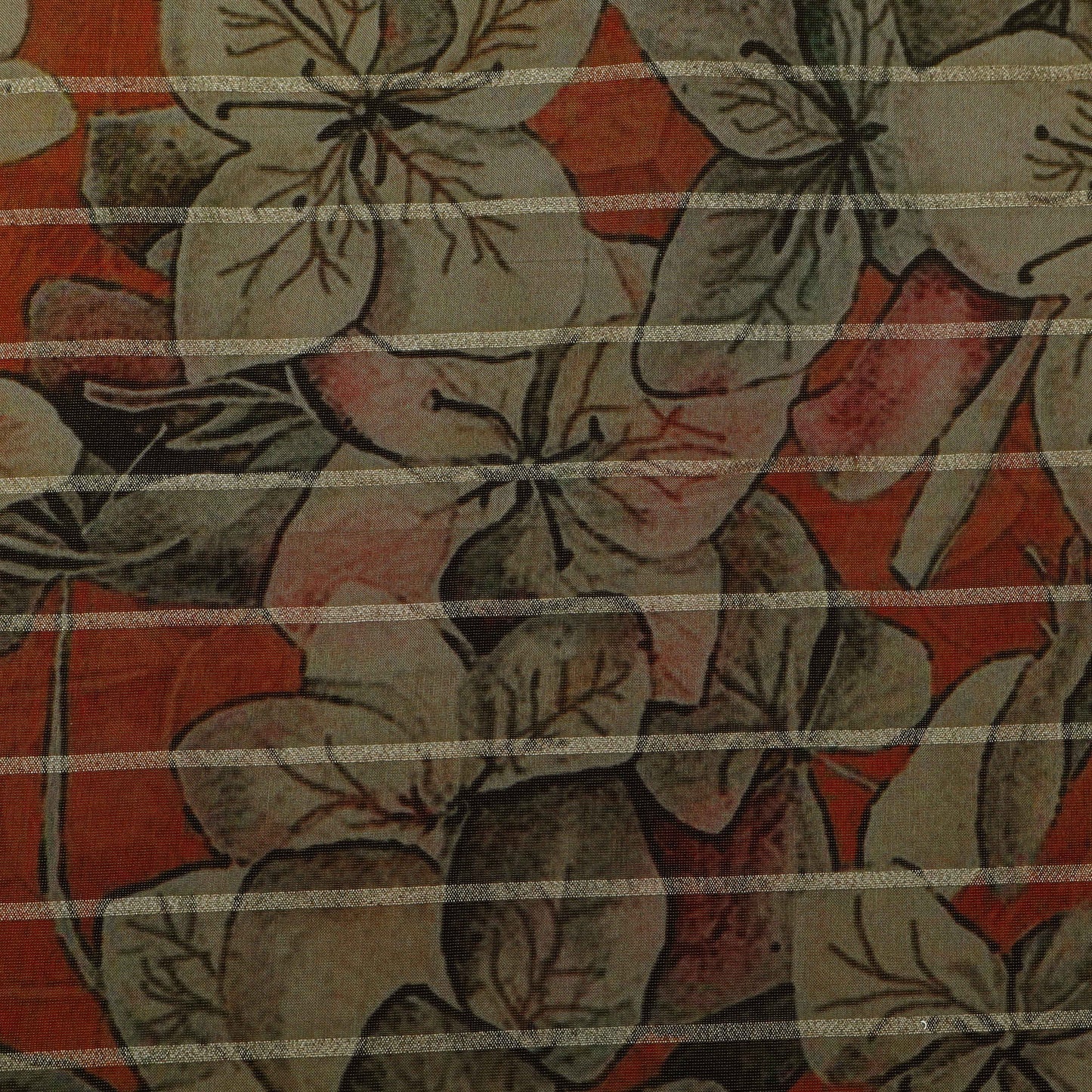 Orange Color Tissue Print Fabric