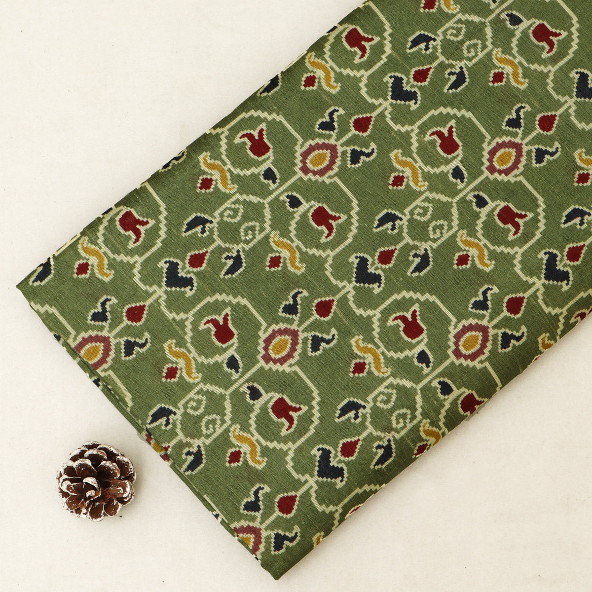 Raw Silk Ikkat Print Fabric