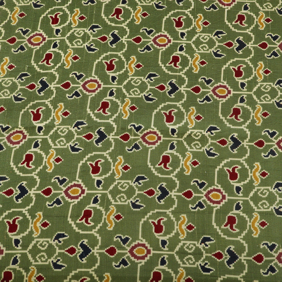 Raw Silk Ikkat Print Fabric