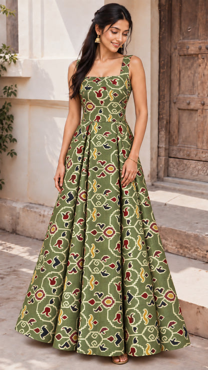 Raw Silk Ikkat Print Fabric