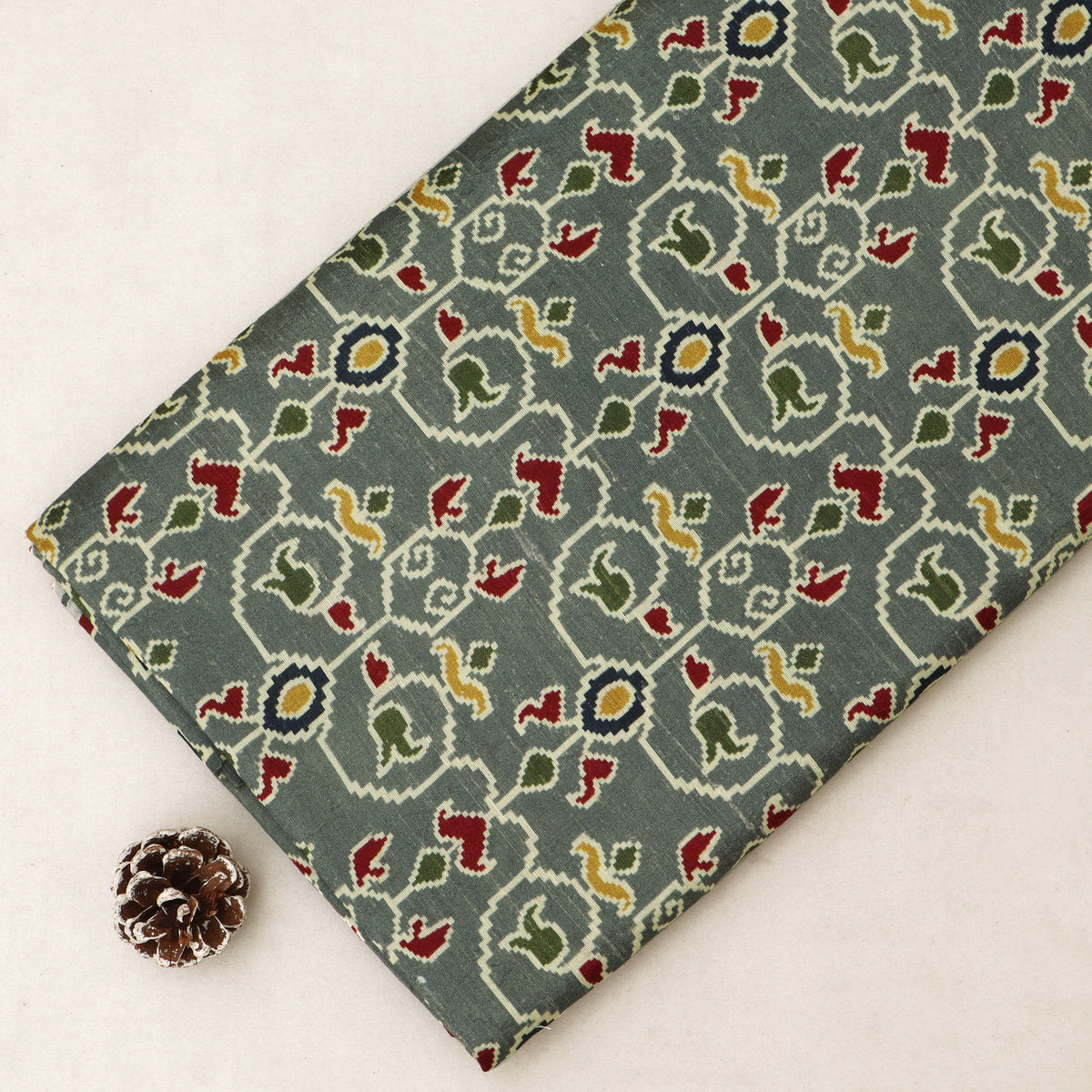 Raw Silk Ikkat Print Fabric