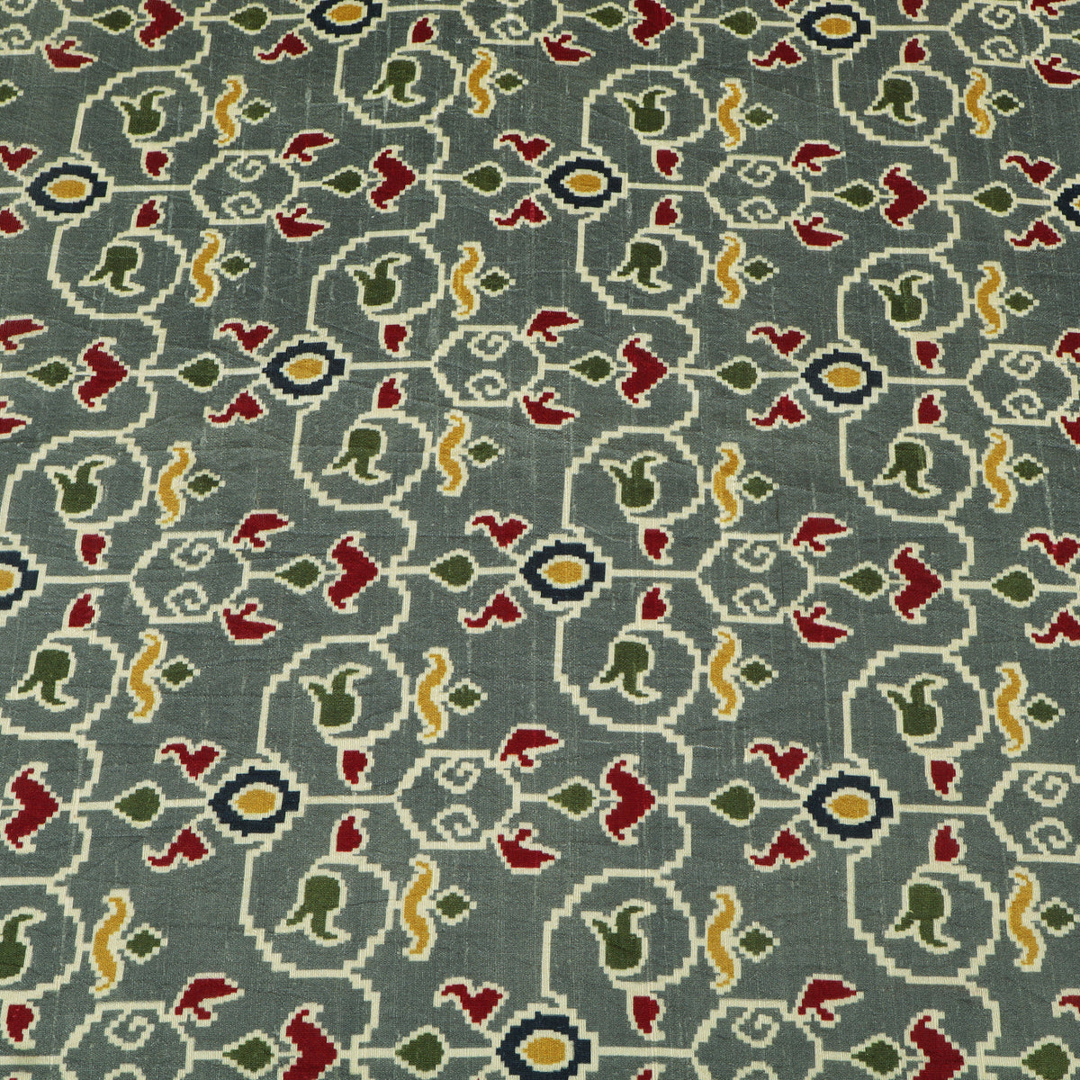 Raw Silk Ikkat Print Fabric