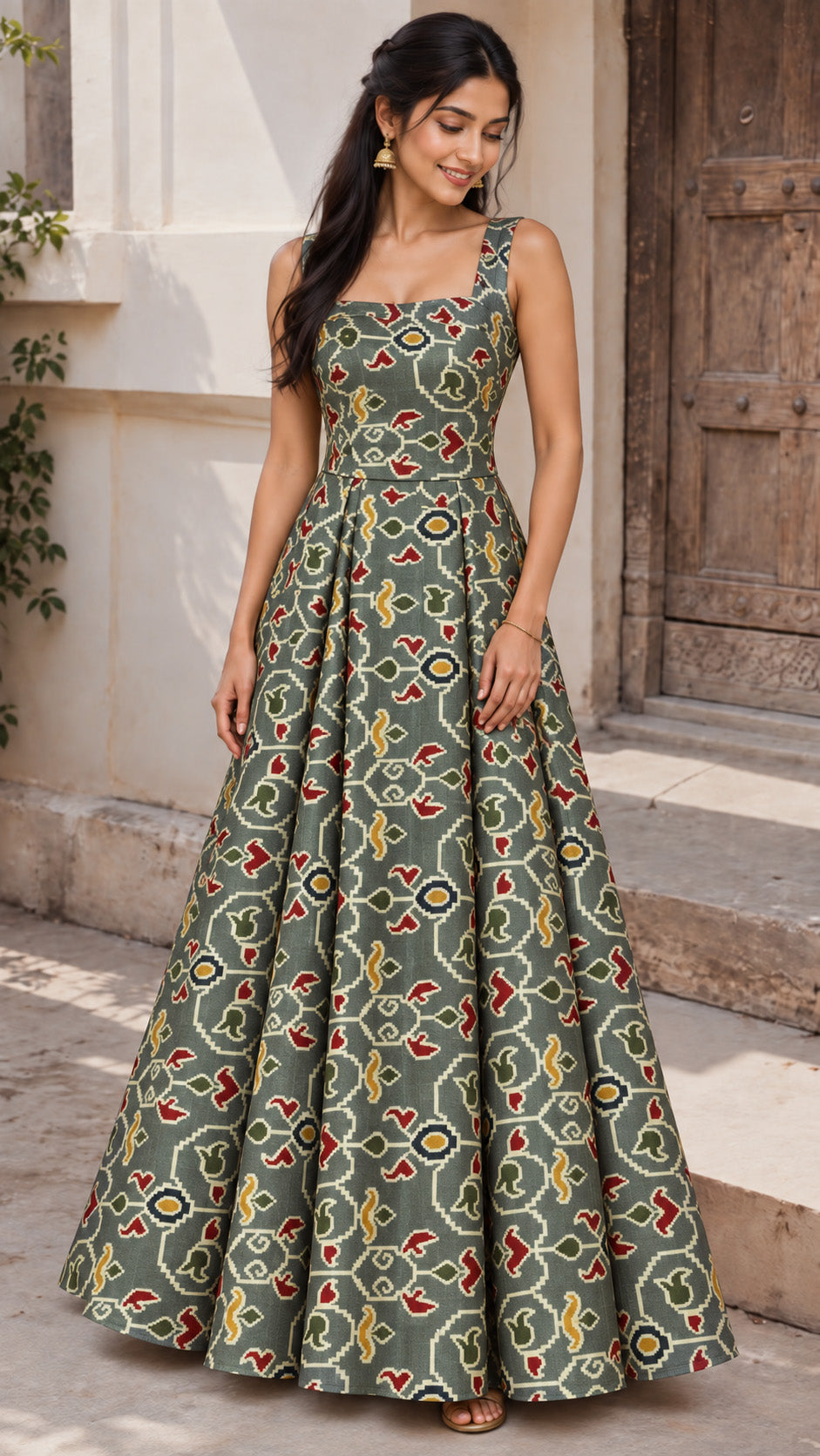 Raw Silk Ikkat Print Fabric