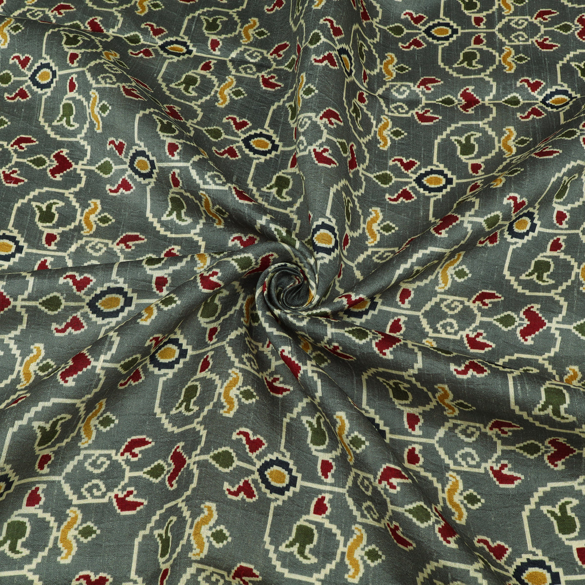 Raw Silk Ikkat Print Fabric
