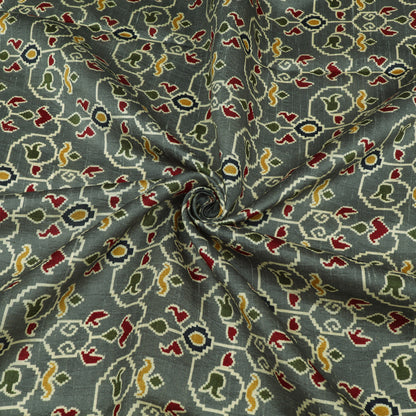 Raw Silk Ikkat Print Fabric