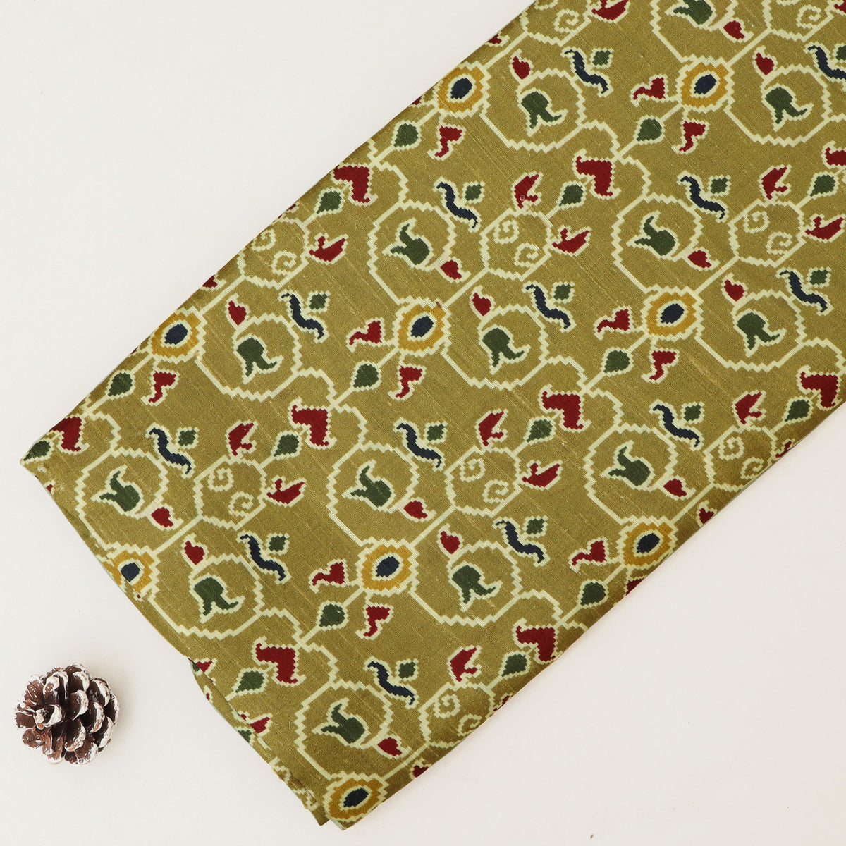 Raw Silk Ikkat Print Fabric
