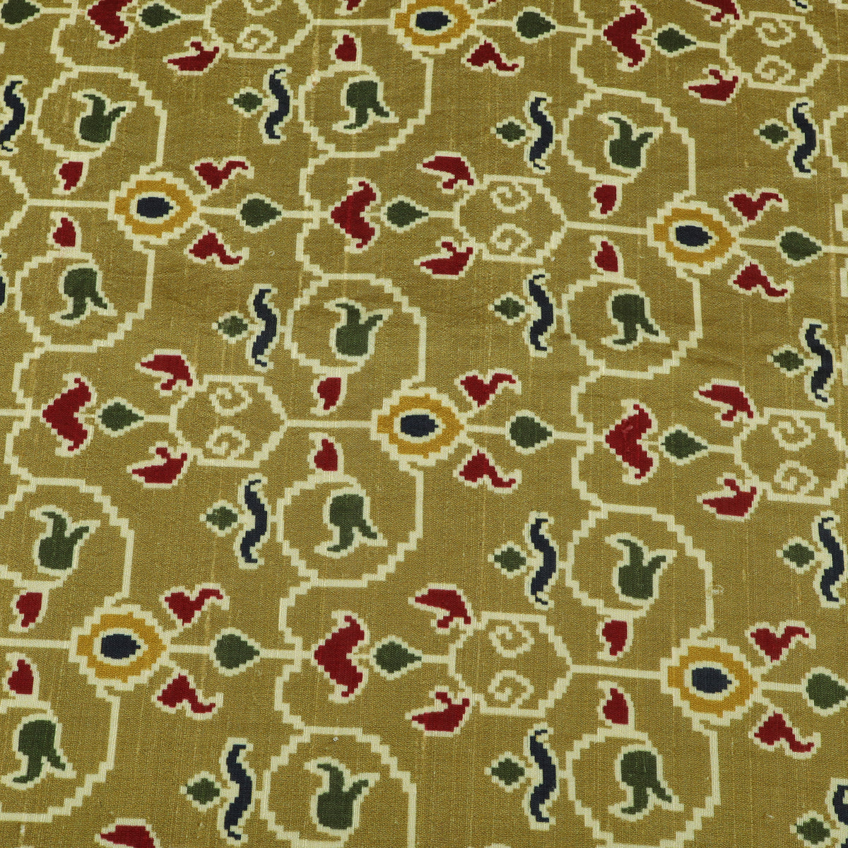 Raw Silk Ikkat Print Fabric