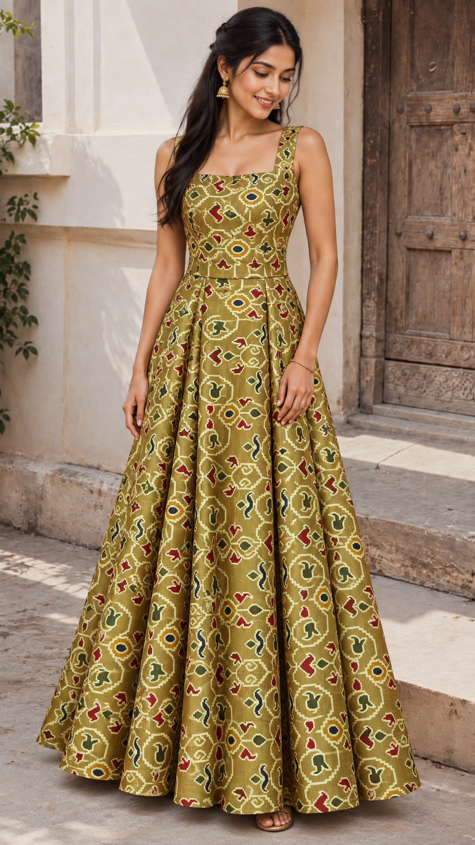 Raw Silk Ikkat Print Fabric