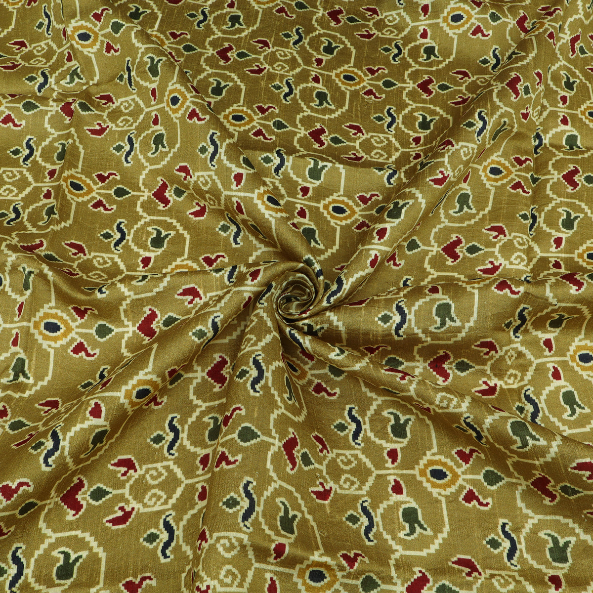 Raw Silk Ikkat Print Fabric