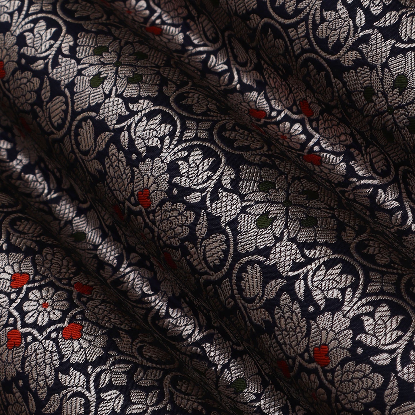 Navy Blue Color Brocade Fabric