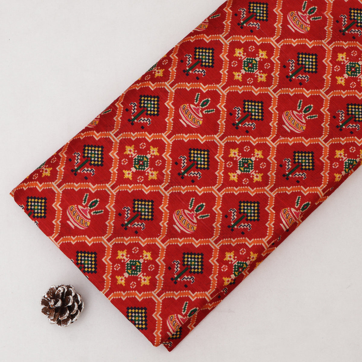 Raw Silk Ikkat Print Fabric
