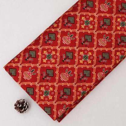 Raw Silk Ikkat Print Fabric