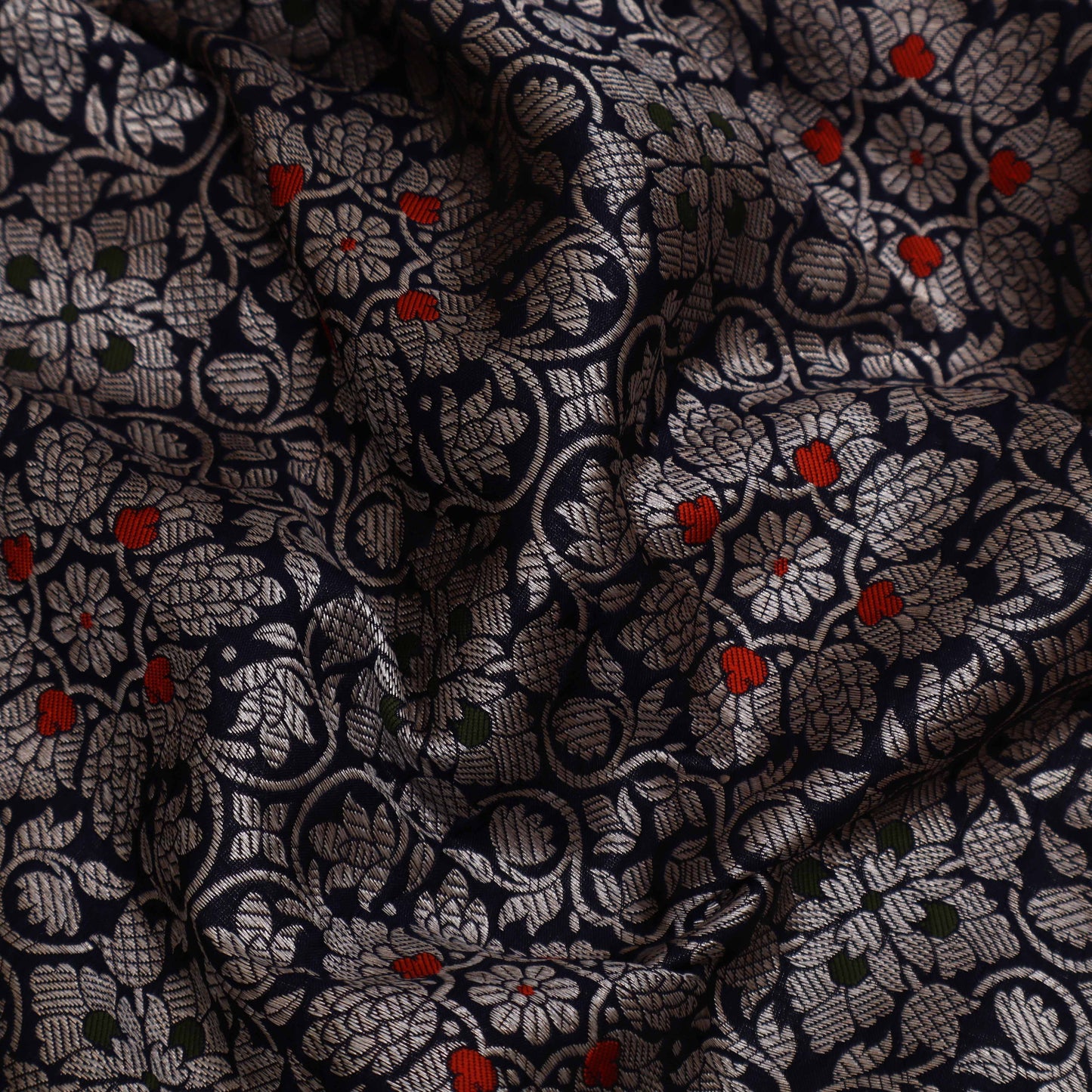 Navy Blue Color Brocade Fabric