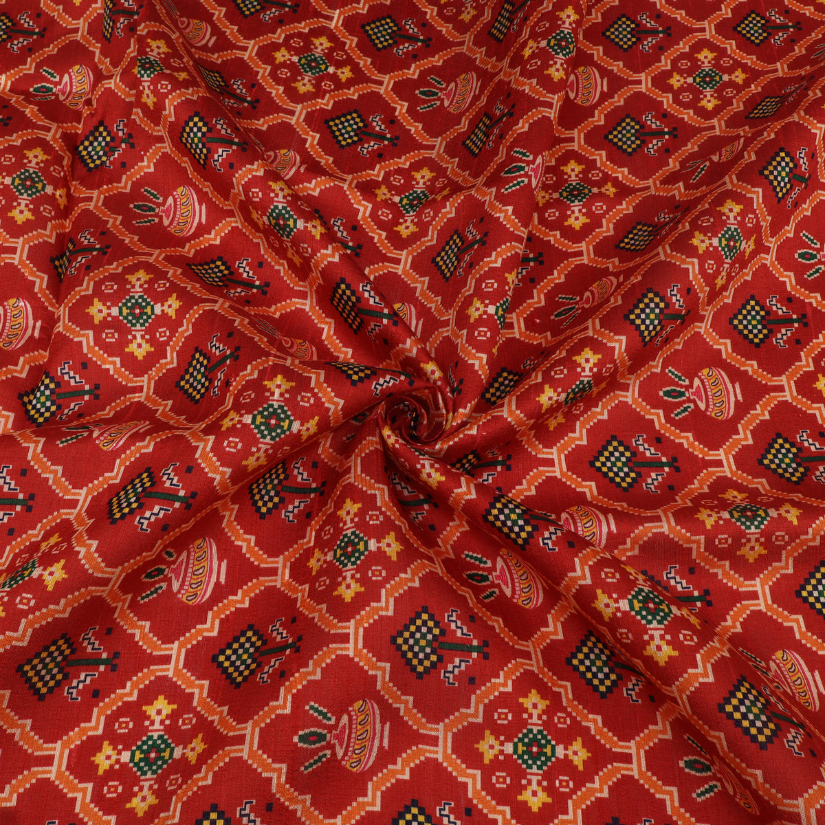 Raw Silk Ikkat Print Fabric