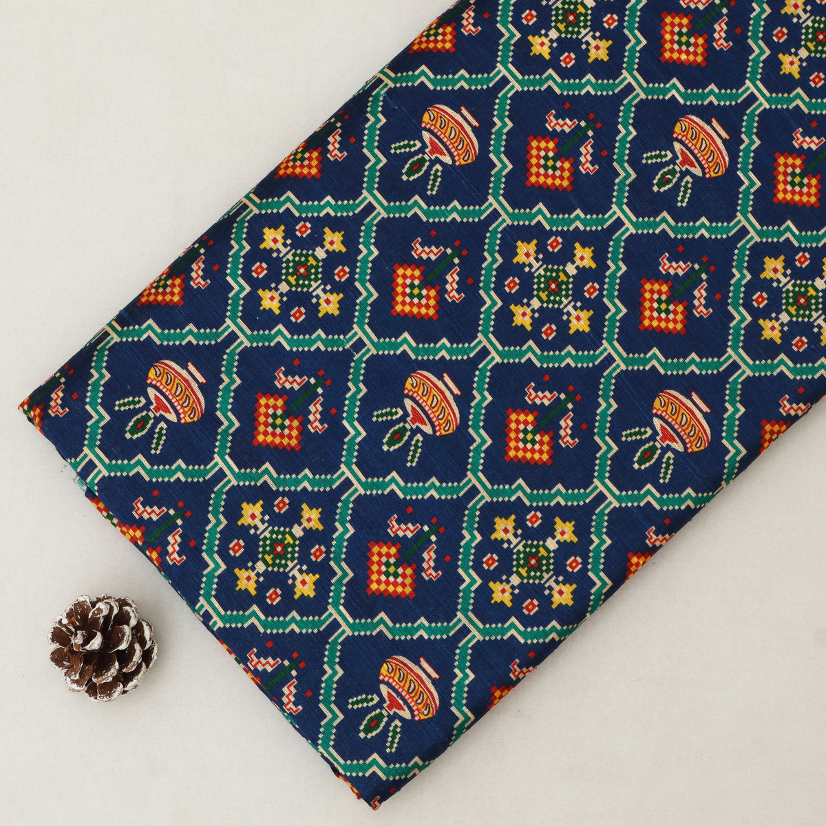Raw Silk Ikkat Print Fabric
