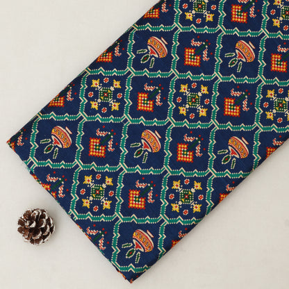 Raw Silk Ikkat Print Fabric