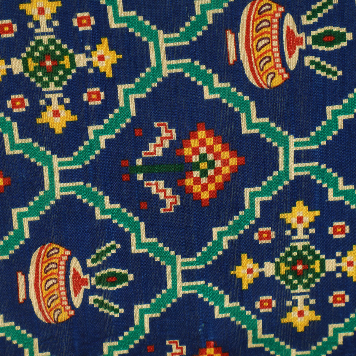 Raw Silk Ikkat Print Fabric