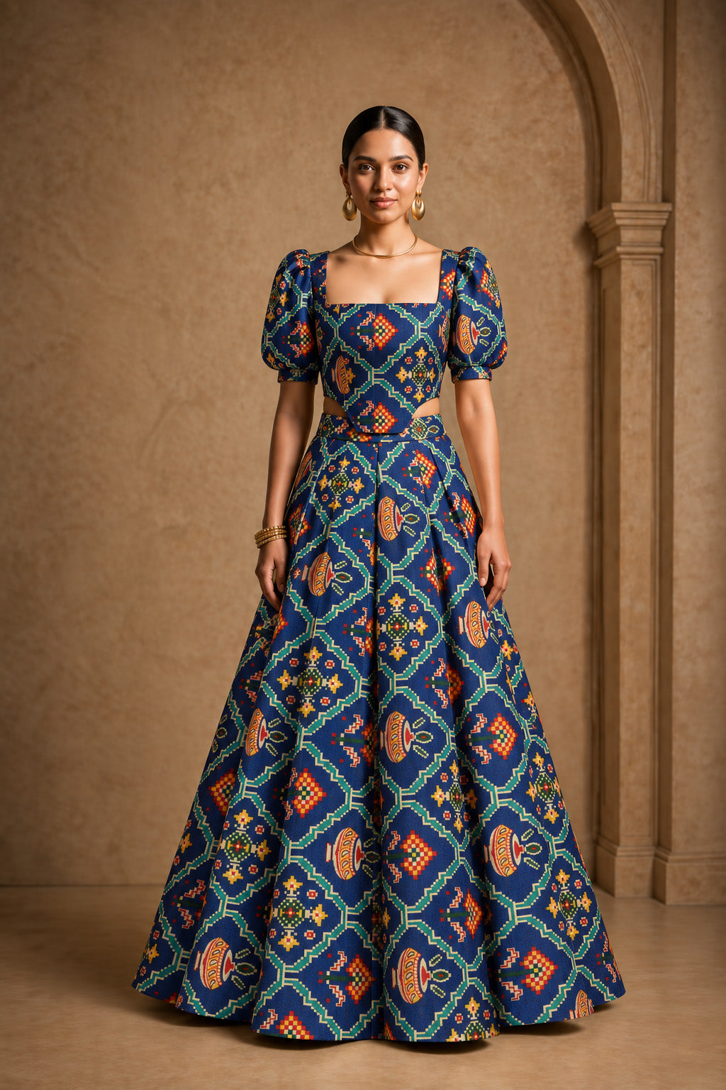 Raw Silk Ikkat Print Fabric