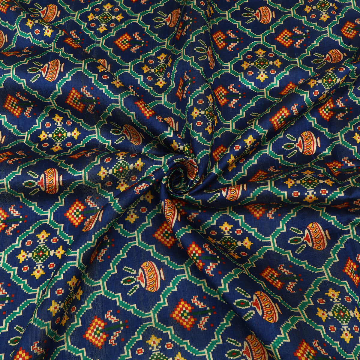 Raw Silk Ikkat Print Fabric