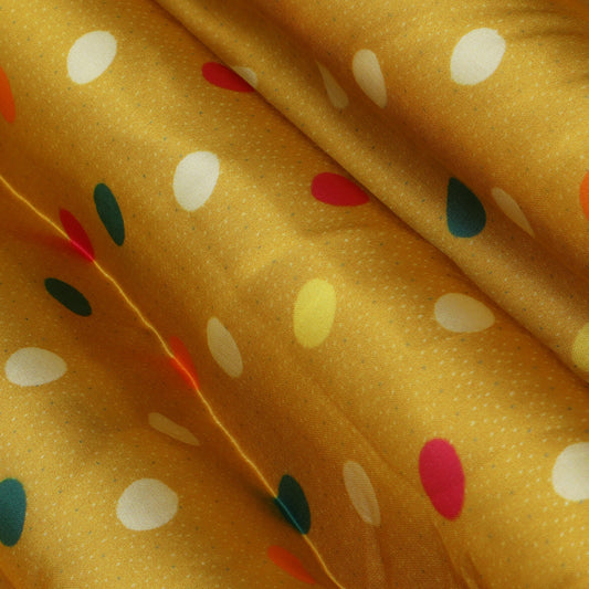 Yellow Color Modal Satin Hydra Print Fabric