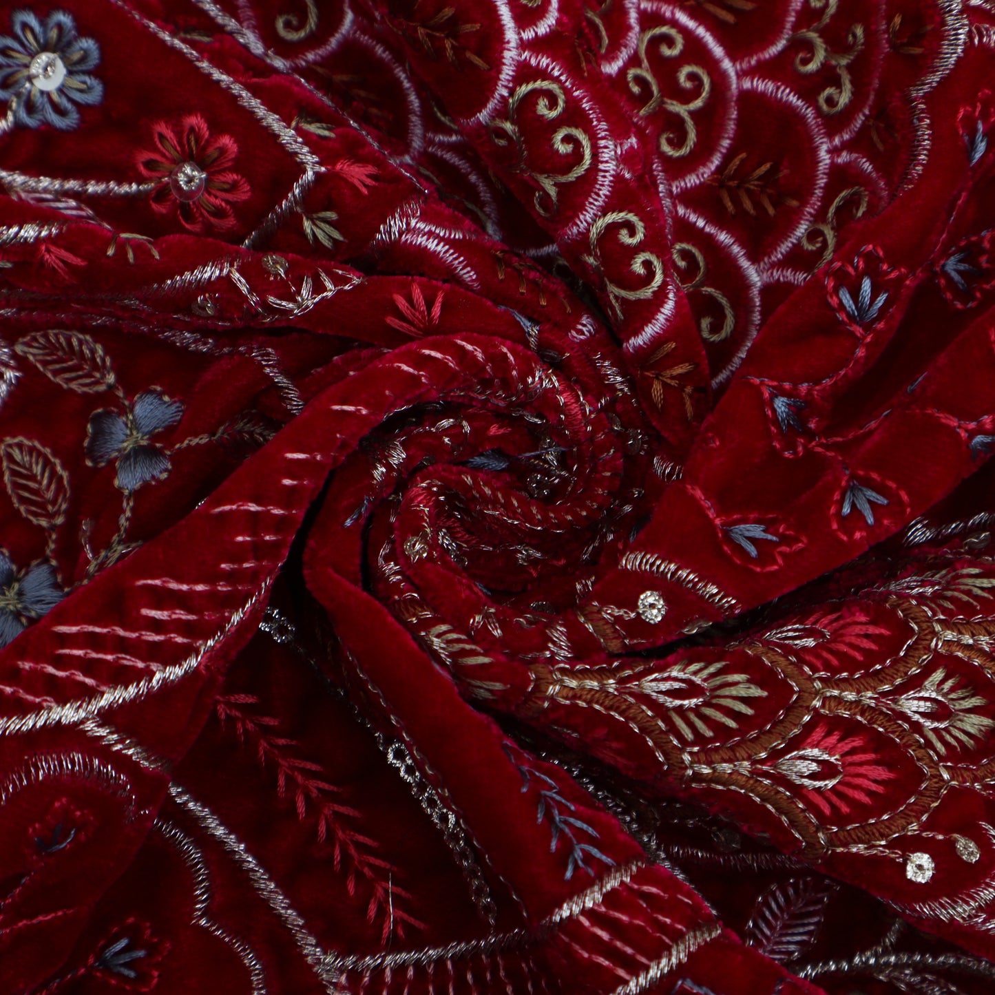 Rani Color Velvet Embroidery Fabric