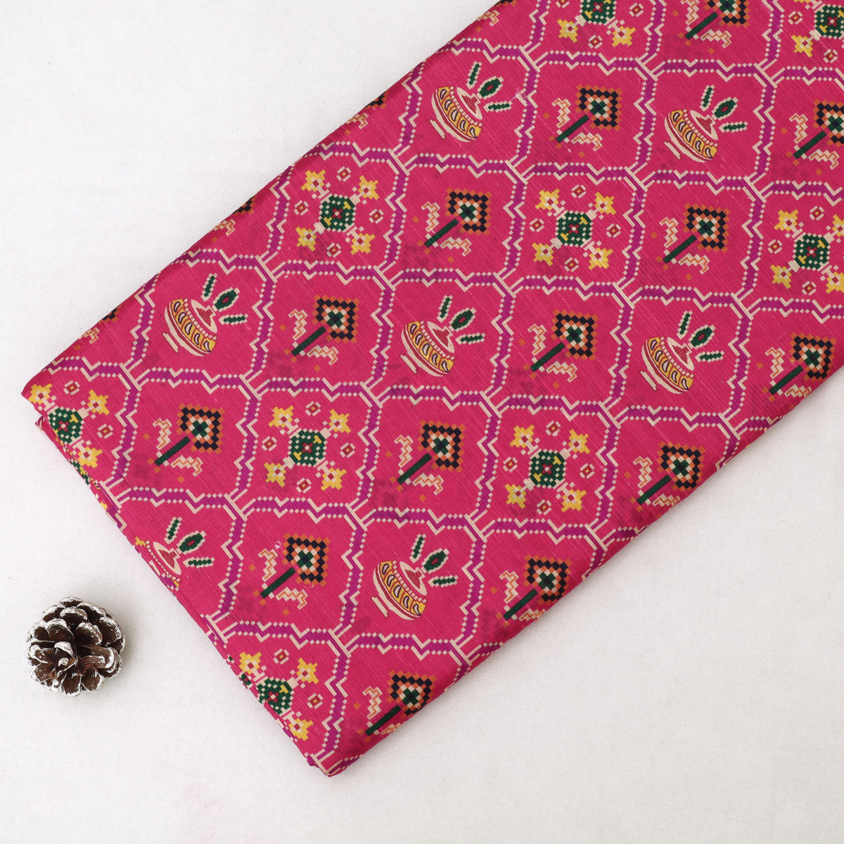 Raw Silk Ikkat Print Fabric