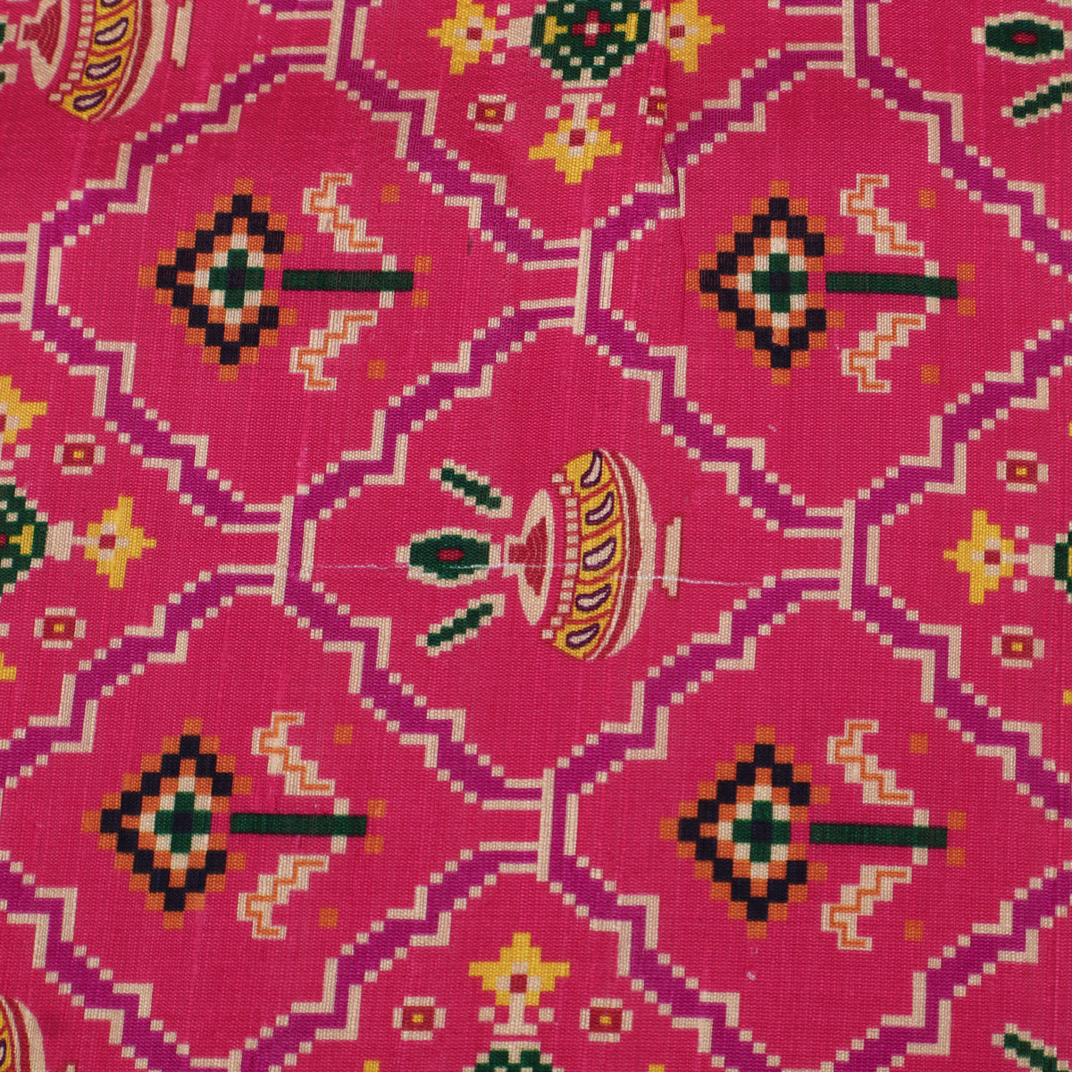 Raw Silk Ikkat Print Fabric