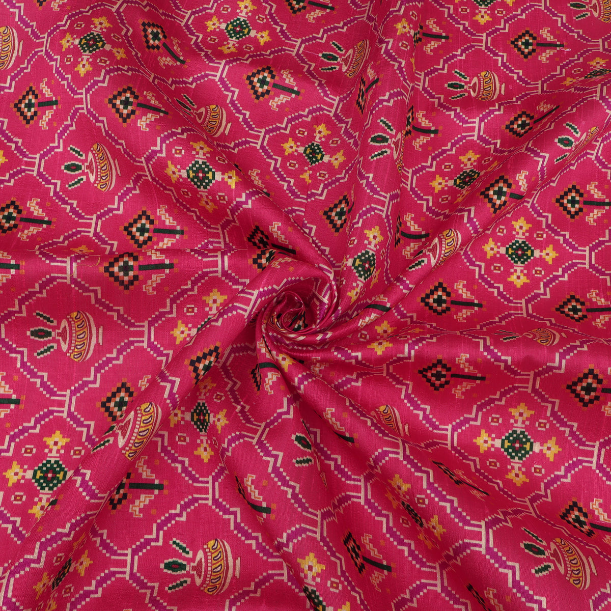 Raw Silk Ikkat Print Fabric