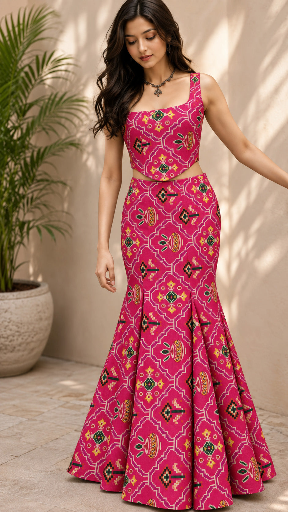 Raw Silk Ikkat Print Fabric