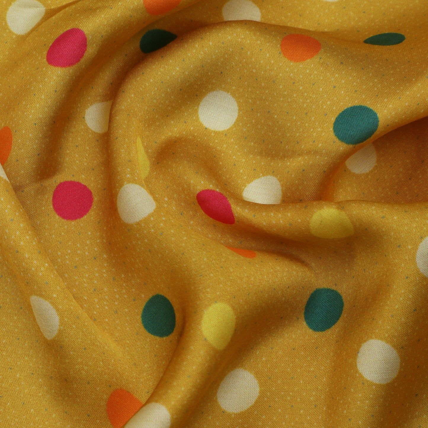 Yellow Color Modal Satin Hydra Print Fabric