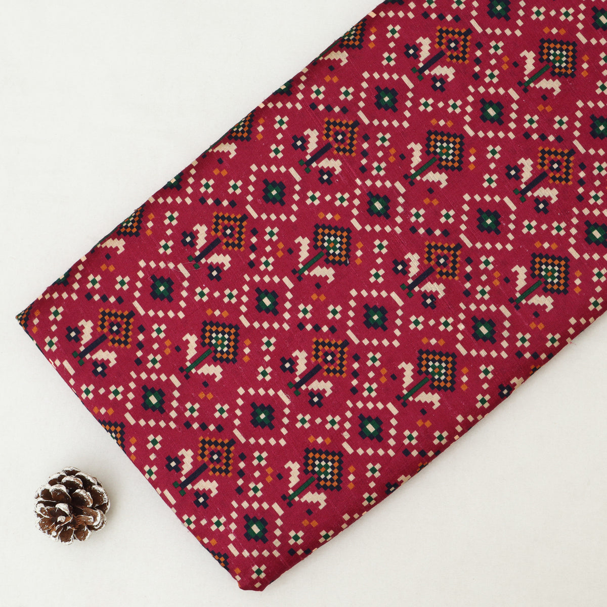 Raw Silk Ikkat Print Fabric