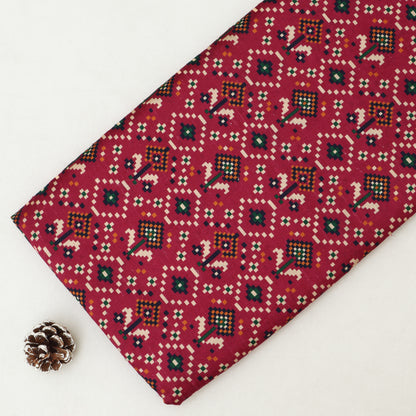 Raw Silk Ikkat Print Fabric