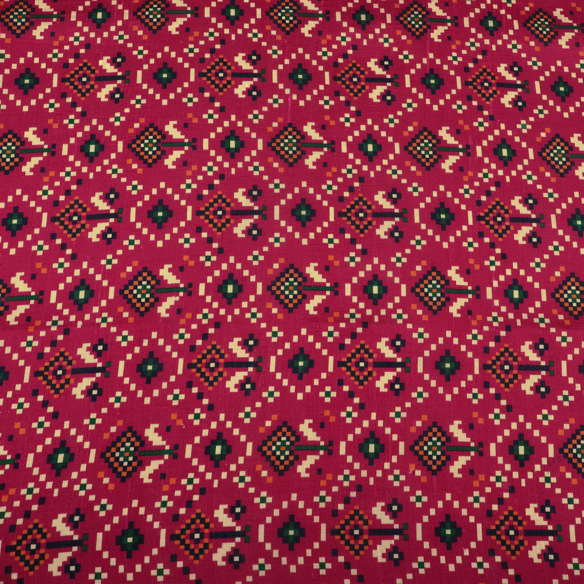 Raw Silk Ikkat Print Fabric