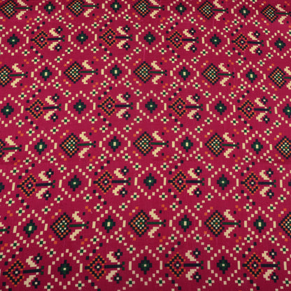 Raw Silk Ikkat Print Fabric