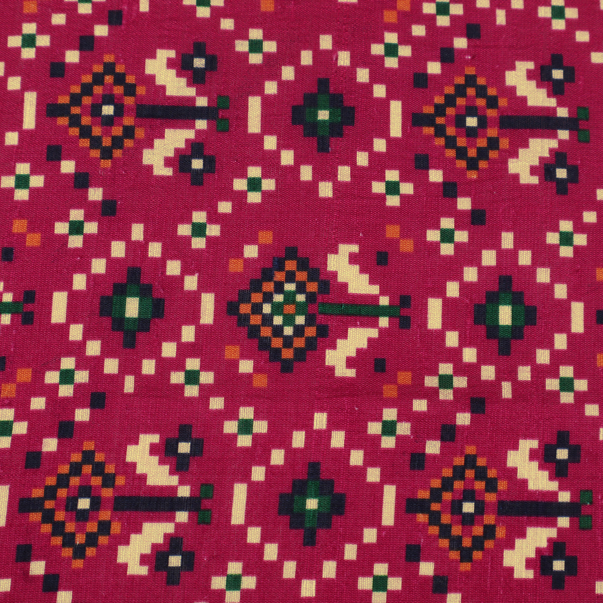 Raw Silk Ikkat Print Fabric