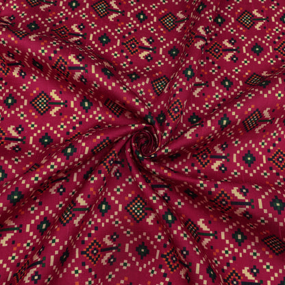 Raw Silk Ikkat Print Fabric