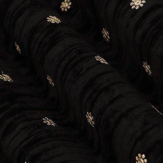 Black Color Velvet Booti Fabric