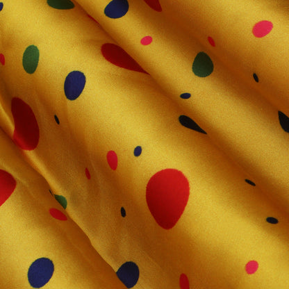 Yellow Color Modal Satin Hydra Print Fabric