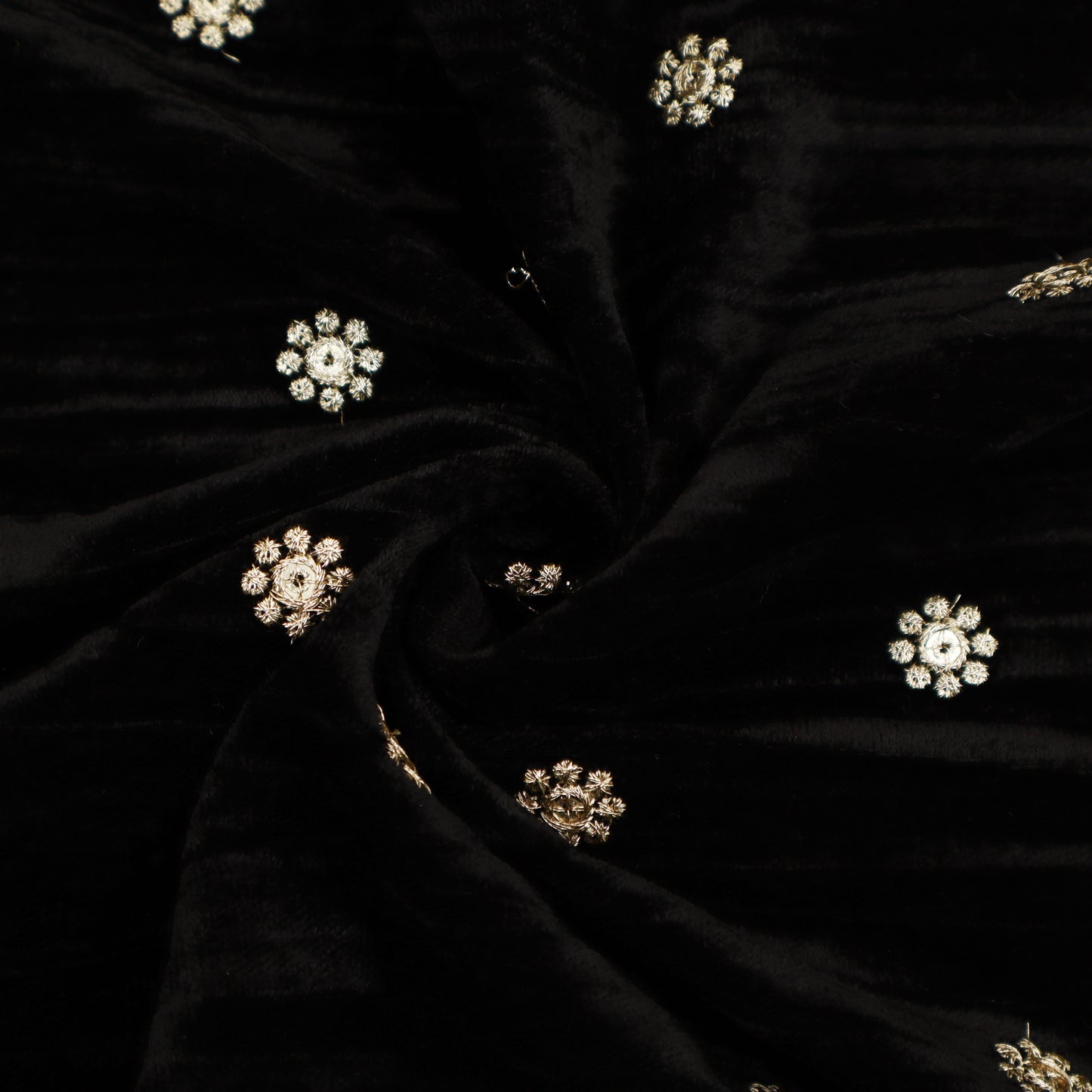 Black Color Velvet Booti Fabric