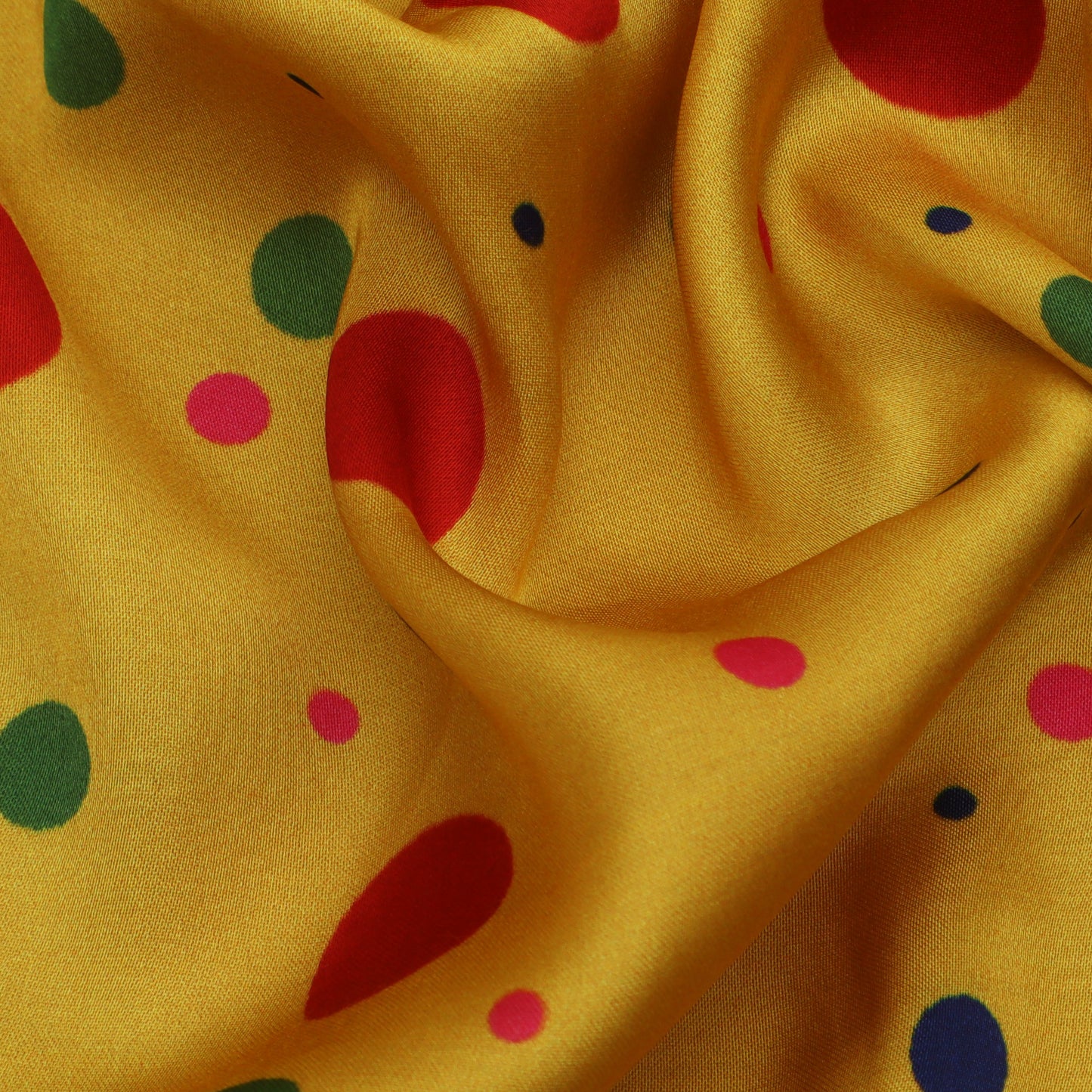 Yellow Color Modal Satin Hydra Print Fabric