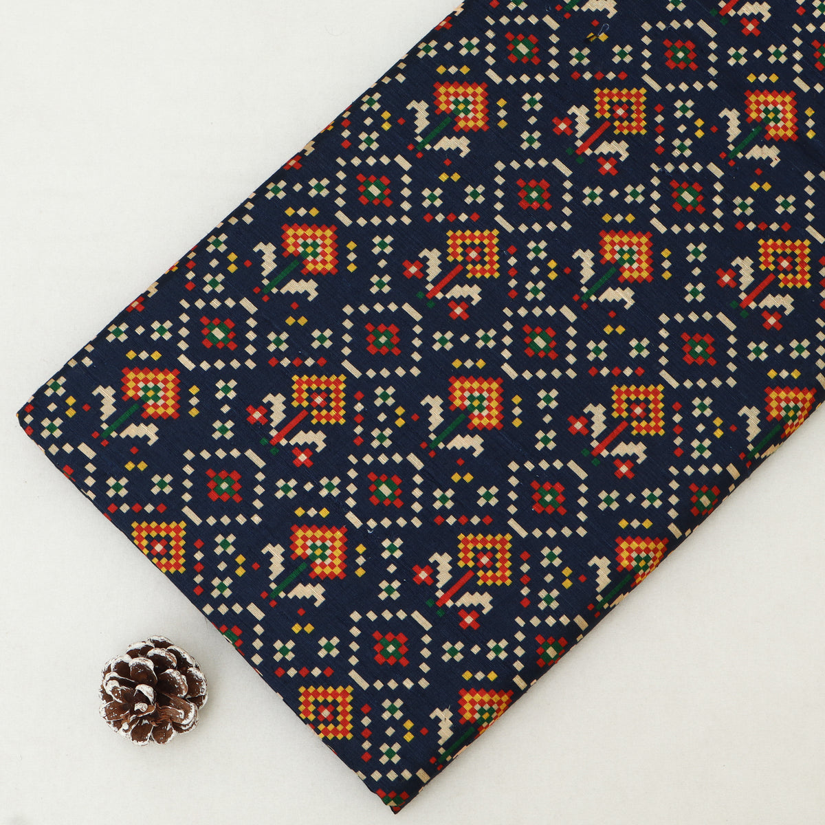Raw Silk Ikkat Print Fabric