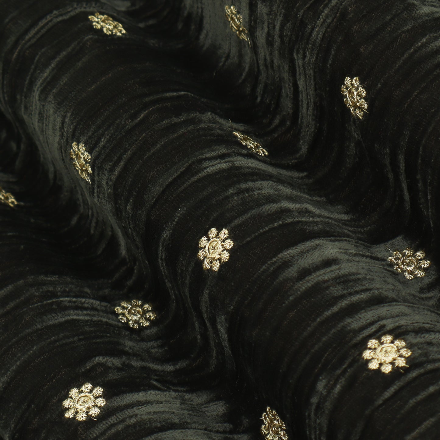 Grey Color Velvet Booti Fabric