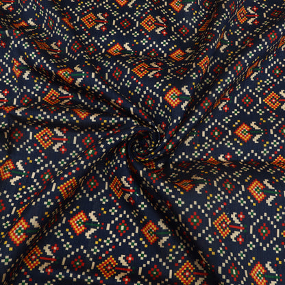 Raw Silk Ikkat Print Fabric